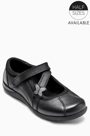 Black Asymmetrical Strap Shoes (Older Girls)